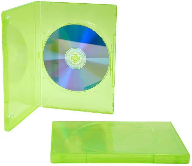 Alt view image 6 of 6 - 14mm Transparent Green Standard Single Capacity DVD Case with Outter Clear Sleeve Compatible for Xbox Game Discs, 10 Pieces Pack