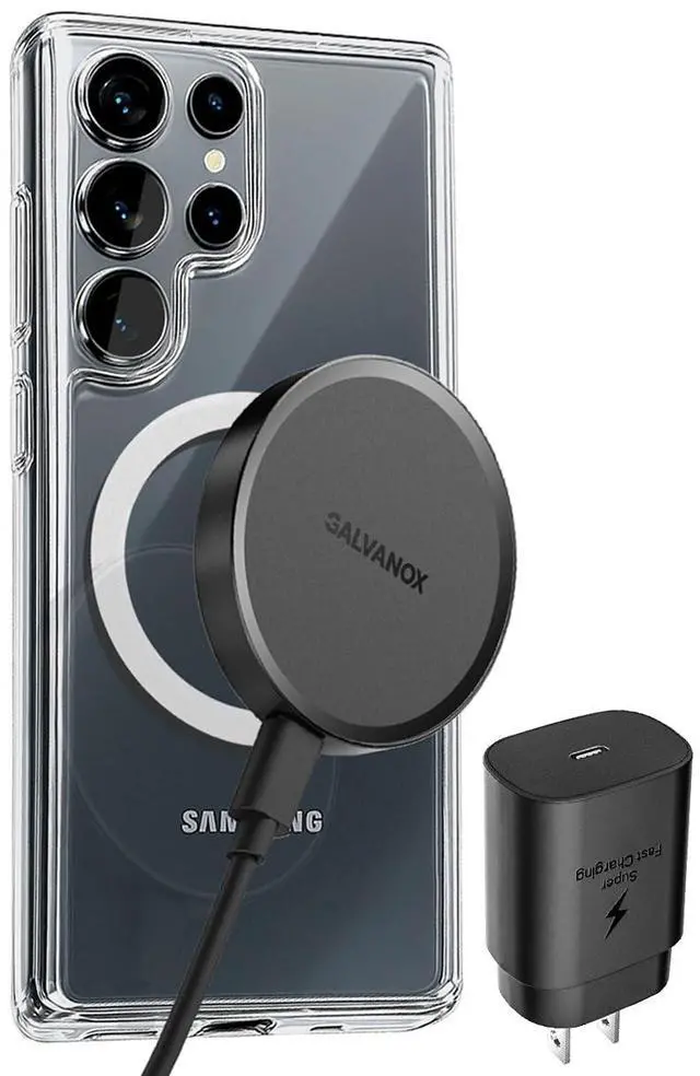Alt view image 7 of 7 - Magnetic Charger for Samsung Galaxy Phones, Fast Wireless Charging with Wall Adapter and 6Ft Cable (S25 Ultra, Plus/ S24 Ultra) Compatible with MagSafe, Black