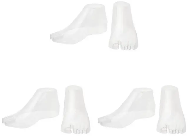 Main image of 3 Pairs Plastic Foot Model Tools Stretcher Sandal Support Shaper Clear Shoes Display Female Mannequin Foot Display Jewerly Sandal Shoe Sock Display Art Sketch with Nail