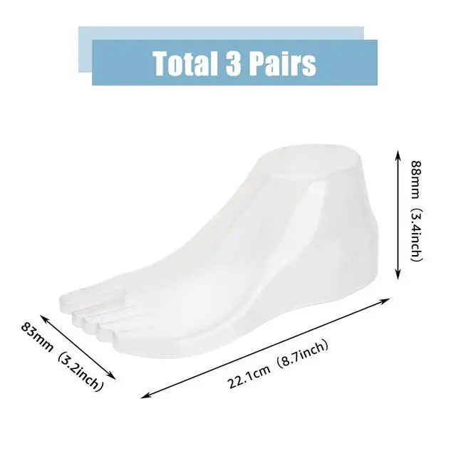 Alt view image 2 of 6 - 3 Pairs Plastic Foot Model Tools Stretcher Sandal Support Shaper Clear Shoes Display Female Mannequin Foot Display Jewerly Sandal Shoe Sock Display Art Sketch with Nail