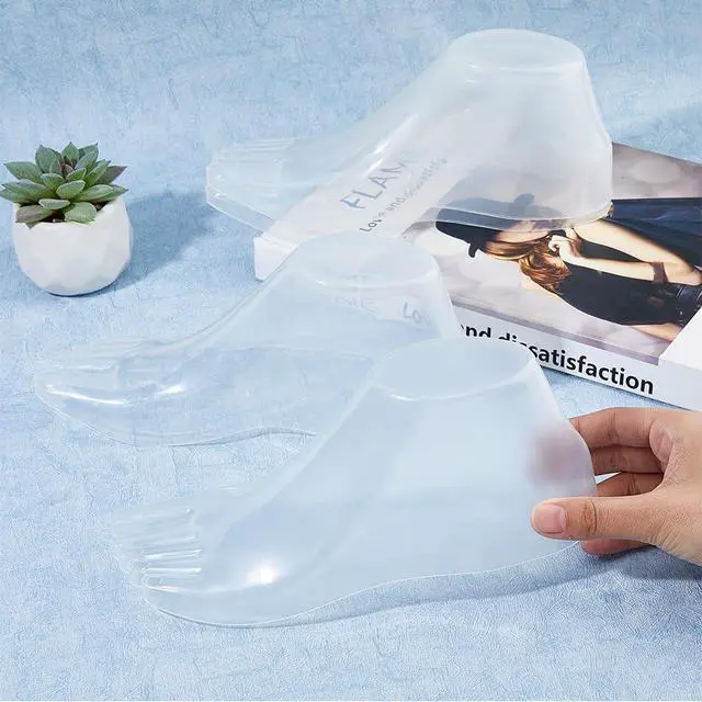 Alt view image 3 of 6 - 3 Pairs Plastic Foot Model Tools Stretcher Sandal Support Shaper Clear Shoes Display Female Mannequin Foot Display Jewerly Sandal Shoe Sock Display Art Sketch with Nail