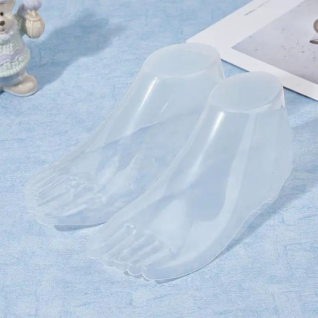 Alt view image 5 of 6 - 3 Pairs Plastic Foot Model Tools Stretcher Sandal Support Shaper Clear Shoes Display Female Mannequin Foot Display Jewerly Sandal Shoe Sock Display Art Sketch with Nail