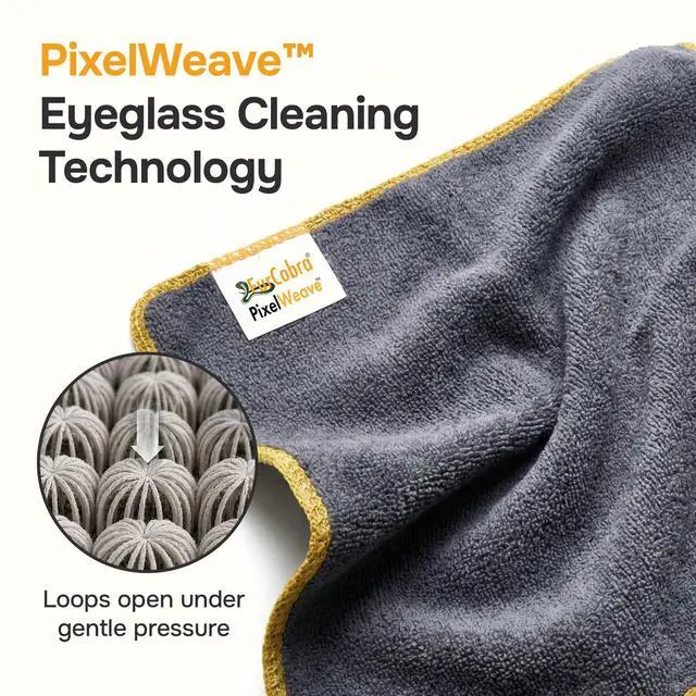 Alt view image 6 of 7 - PixelWeave Eyeglasses Microfiber Cleaning Cloth | Looped Fibers Trap Dust & Oil Flat Microfiber Just Smears | Washable & Reusable Cleaning for Eye Glasses | Pocket Size for Daily Use