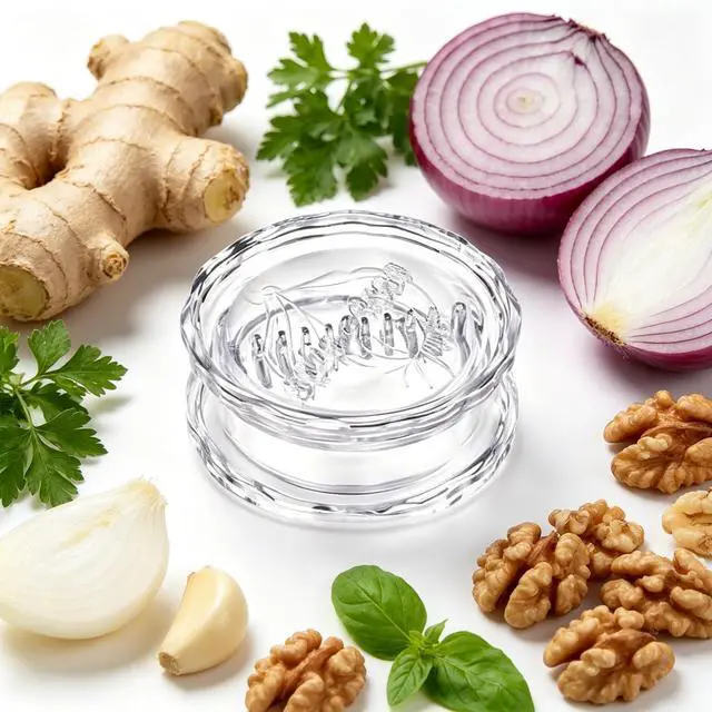 Alt view image 3 of 7 - 4 Pack Garlic Presses Clear, Manual Garlic Twister Masher,Plastic Garlic Grinder and Mincer Tool Dishwasher Safe & Easy to Clean Rotary Chopper for Garlic, Chili, Onion and Ginger