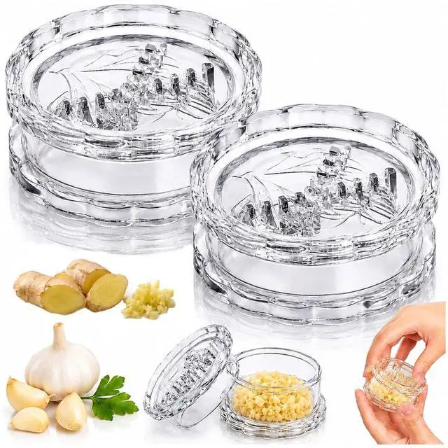 Main image of 2PCS Clear Manual Garlic Twister and Ginger Mincer Tool, Manual Garlic Press and Mincer, Garlic Crusher, Garlic Grinder, Compact Garlic Mincer Tool, Ginger, Herbs (White-2PC)