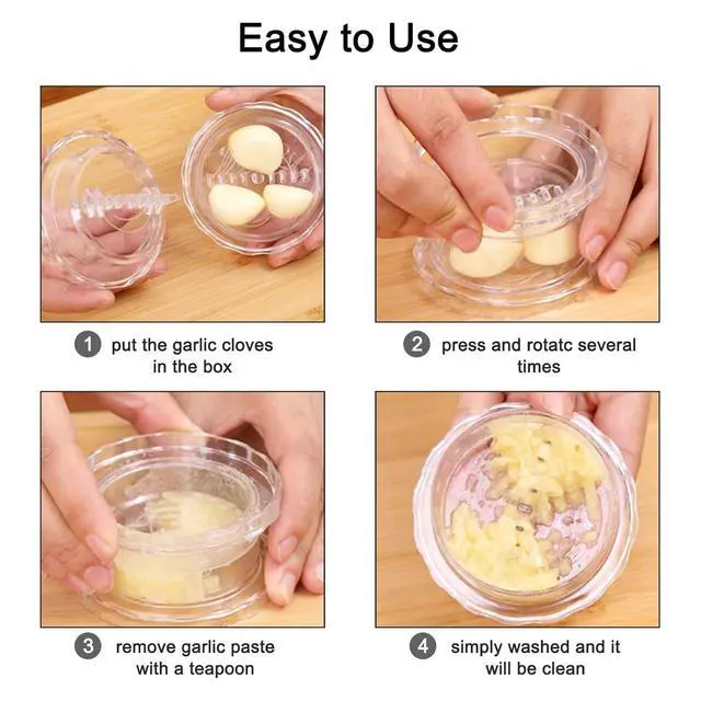 Alt view image 5 of 7 - 2PCS Clear Manual Garlic Twister and Ginger Mincer Tool, Manual Garlic Press and Mincer, Garlic Crusher, Garlic Grinder, Compact Garlic Mincer Tool, Ginger, Herbs (White-2PC)