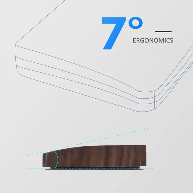 Alt view image 3 of 6 - Keyboard Wooden Wrist Rest, Black Walnut Solid Wood Non-Slip Ergonomic Palm Rest for Compact 60% Keyboard, Durable and Easy to Clean