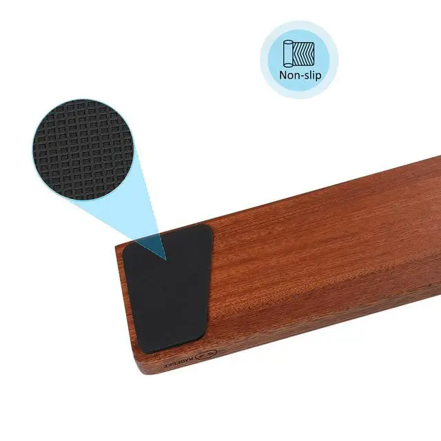 Alt view image 4 of 6 - Keyboard Wooden Wrist Rest, Black Walnut Solid Wood Non-Slip Ergonomic Palm Rest for Compact 60% Keyboard, Durable and Easy to Clean