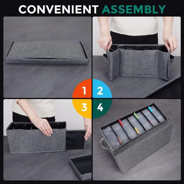 Alt view image 6 of 7 - CD Storage Box with Lid, Practical CD Case Holder Organizer with Index Labels, 14.6 x 5.7 x 6.1 Inches to Store up to 35 CDs Jewel Cases and 193 Discs - Grey
