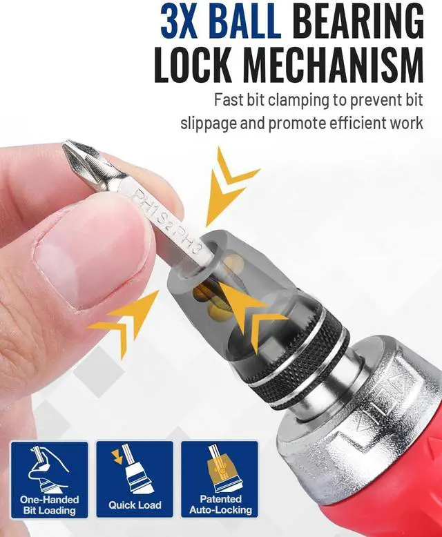 Alt view image 3 of 6 - 12-in-1 Stubby Ratcheting Multi-bit Screwdriver, Short Screw Drivers with Magnetic, Quick-load Mechanism, Premium S2 Steel, Small Screwdriver with Double End Bits in Handle