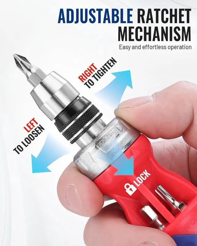 Alt view image 4 of 6 - 12-in-1 Stubby Ratcheting Multi-bit Screwdriver, Short Screw Drivers with Magnetic, Quick-load Mechanism, Premium S2 Steel, Small Screwdriver with Double End Bits in Handle