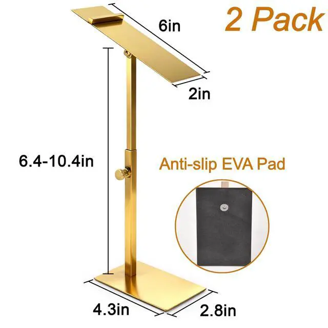 Alt view image 2 of 7 - 2 Pack Shoe Display Stand Stainless Steel, Gold Shoe Riser Adjustable Height, Metal High Heel Sandal Display Rack Holder for Home Closet, Boutique, Store