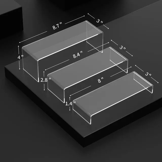 Alt view image 2 of 7 - 6 Pcs Display Risers, Rectangular Clear Acrylic Showcase Collectibles Display Stands Suitable for Retail Shoe Showcase Jewelry Action Figures (S)