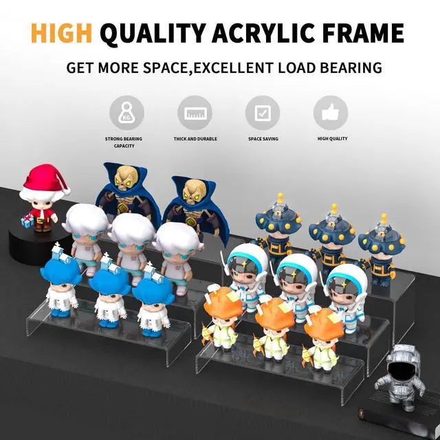 Alt view image 5 of 7 - 6 Pcs Display Risers, Rectangular Clear Acrylic Showcase Collectibles Display Stands Suitable for Retail Shoe Showcase Jewelry Action Figures (S)
