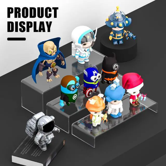 Alt view image 6 of 7 - 6 Pcs Display Risers, Rectangular Clear Acrylic Showcase Collectibles Display Stands Suitable for Retail Shoe Showcase Jewelry Action Figures (S)