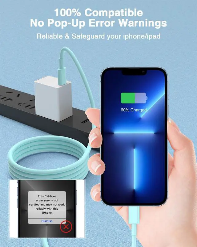 Alt view image 3 of 6 - USB C to Lightning Cable (2pack 6ft), Apple MFi Certified iPhone Fast Charger 2m, Power Delivery Original Type C Charging Cord for Apple iPhone 13/12/11 Pro/11/XS MAX/XR/8/7/6s Plus,iPad