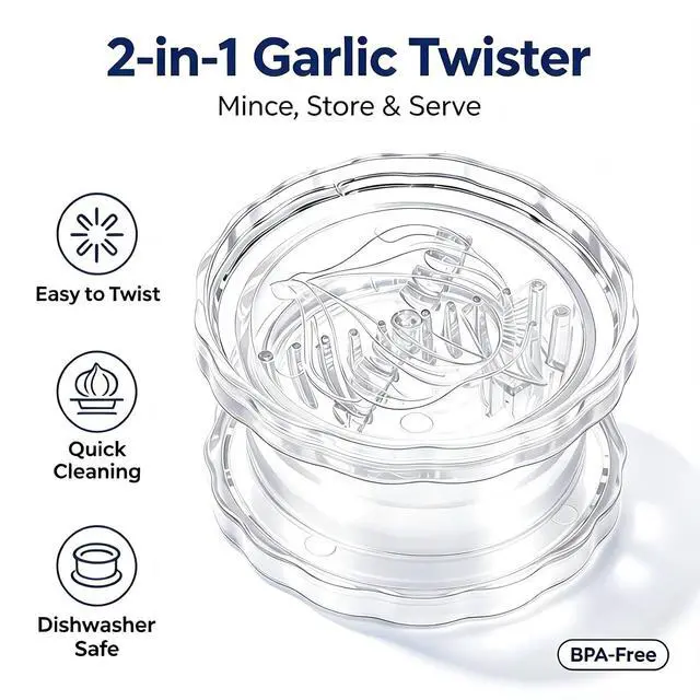 Alt view image 2 of 7 - 2PCS Manual Garlic Twister and Ginger Mincer Tool, Manual Garlic Twister and Mincer, Garlic Crusher, Garlic Grinder, Compact Garlic Mincer Tool, Ginger, Herbs (White+Bule)