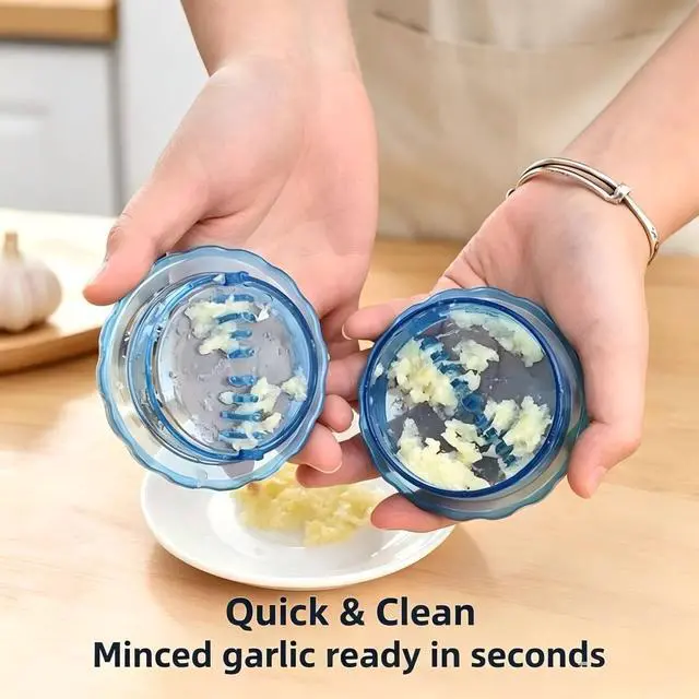 Alt view image 7 of 7 - 2PCS Manual Garlic Twister and Ginger Mincer Tool, Manual Garlic Twister and Mincer, Garlic Crusher, Garlic Grinder, Compact Garlic Mincer Tool, Ginger, Herbs (White+Bule)