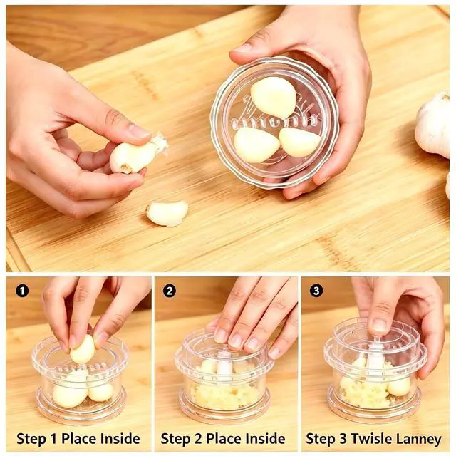 Alt view image 3 of 7 - 2PCS Manual Garlic Twister and Ginger Mincer Tool, Manual Garlic Twister and Mincer, Garlic Crusher, Garlic Grinder, Compact Garlic Mincer Tool, Ginger, Herbs (White+Bule)