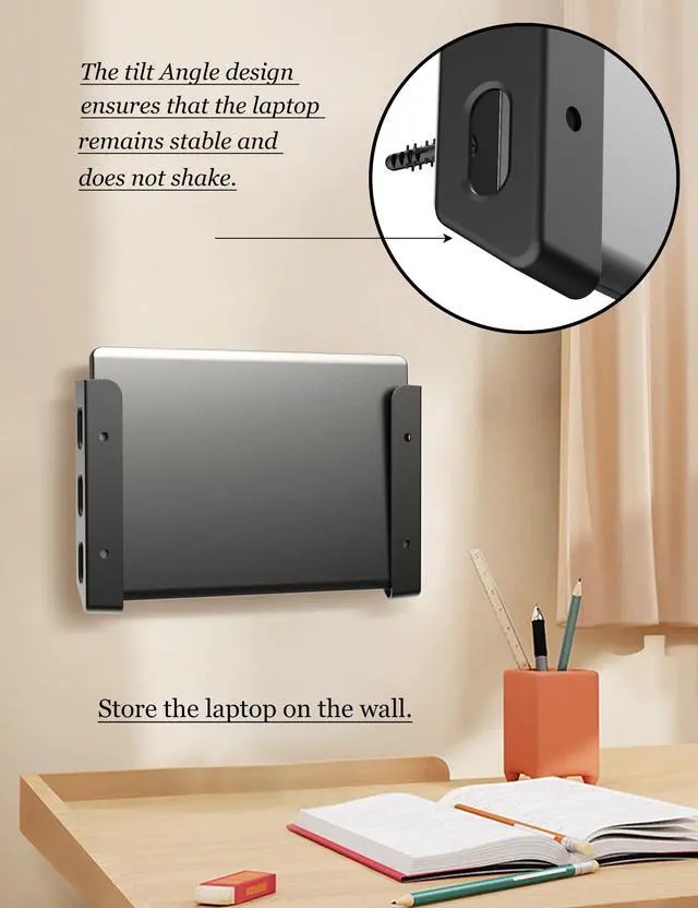 Alt view image 3 of 7 - Universal Laptop Wall Mount or Under Desk Mount Holder, (Black)