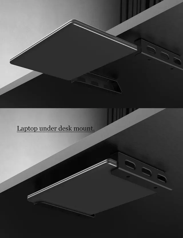 Alt view image 4 of 7 - Universal Laptop Wall Mount or Under Desk Mount Holder, (Black)