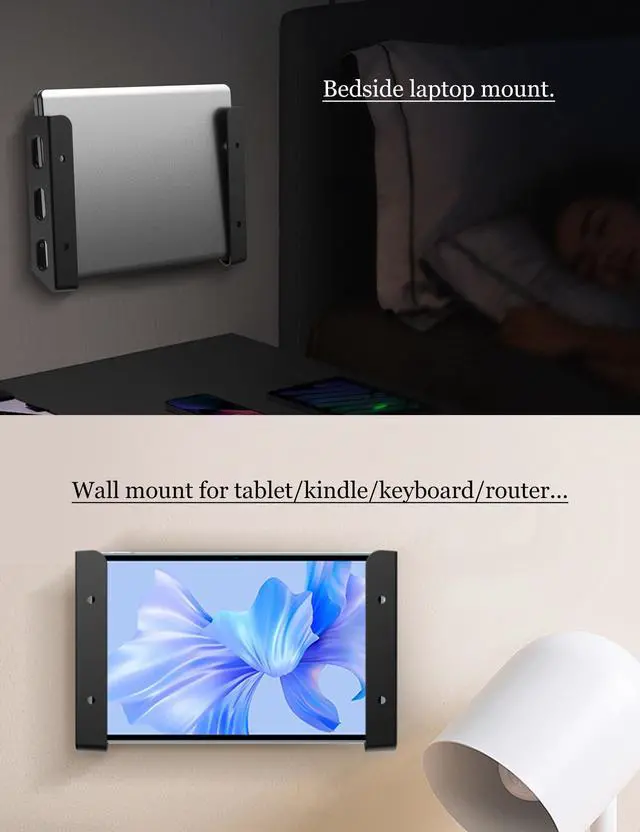 Alt view image 6 of 7 - Universal Laptop Wall Mount or Under Desk Mount Holder, (Black)