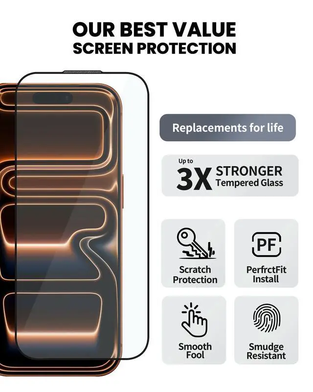 Alt view image 3 of 7 - 3 Pack Anti Blue Light Screen Protector for iPhone 17 Pro, with Easy Installation Kit