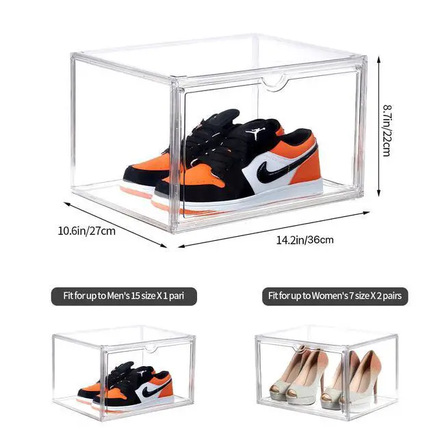 Alt view image 2 of 6 - Sneaker Shoe Display Case,Shoe Box with Clear Magnetic Door,Thicken & Sturdy Organizer Containers Stackable,Fit Shoe Size Up to US 14 (X-Large) (X-Large)