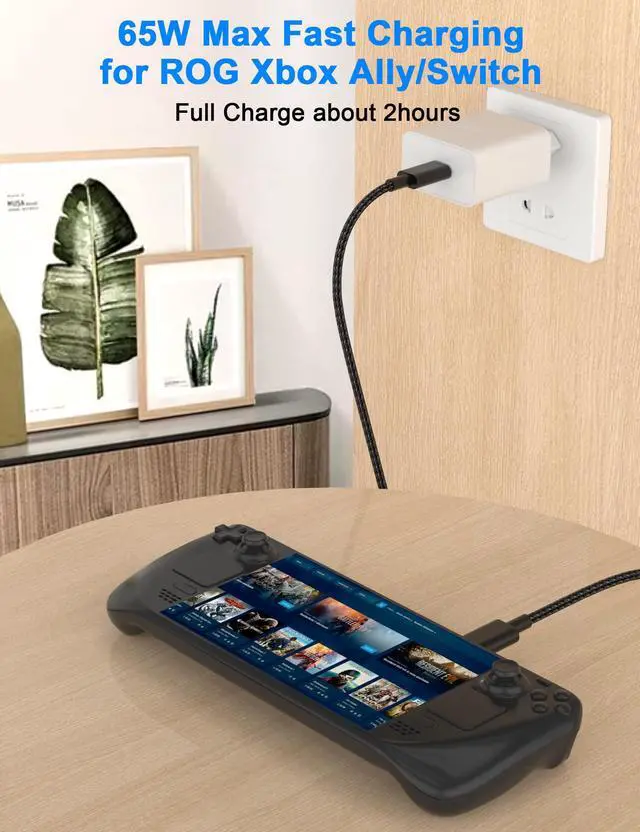 Alt view image 3 of 7 - 65W USB C to USB C Cable 6FT Fast Charging Cord for ASUS ROG Ally X