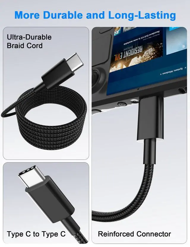 Alt view image 6 of 7 - 65W USB C to USB C Cable 6FT Fast Charging Cord for ASUS ROG Ally X