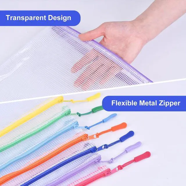 Alt view image 4 of 7 - 28Pcs Mesh Zipper Pouch Bags for Organizing, Waterproof Zipper Pouches in 8 Sizes, Multipurpose Mesh Pouch and Zipper Bags for Documents, School, Office, Home, and Travel Storage