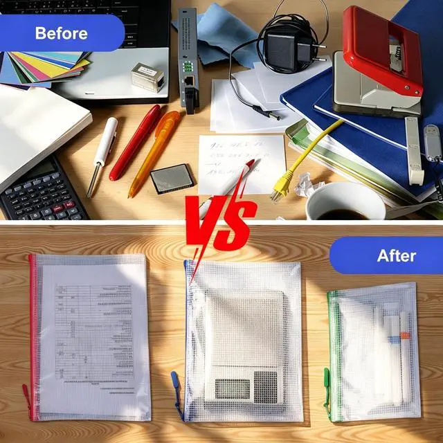 Alt view image 5 of 7 - 28Pcs Mesh Zipper Pouch Bags for Organizing, Waterproof Zipper Pouches in 8 Sizes, Multipurpose Mesh Pouch and Zipper Bags for Documents, School, Office, Home, and Travel Storage
