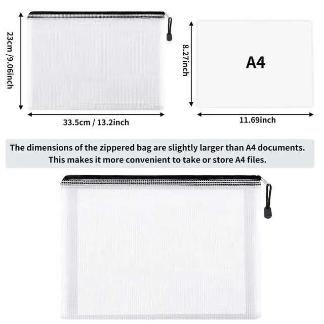 Alt view image 2 of 7 - 16pcs Mesh Zipper Pouch, Puzzles, Board Game Storage Bags for Organizing, Waterproof Zip File Bags, Letter Size, A4 Size, for School Office Supplies, Storage Bags, 8 Colors