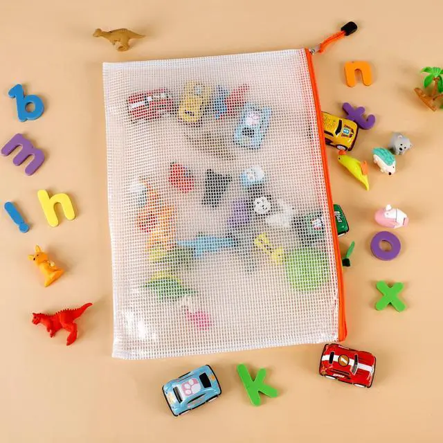 Alt view image 5 of 7 - 16pcs Mesh Zipper Pouch, Puzzles, Board Game Storage Bags for Organizing, Waterproof Zip File Bags, Letter Size, A4 Size, for School Office Supplies, Storage Bags, 8 Colors