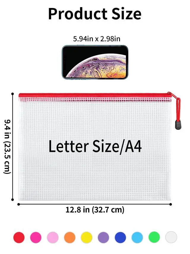 Alt view image 2 of 7 - A4 20pcs Mesh Zipper Pouch Bag, Waterproof Zipper Pouch for Storage