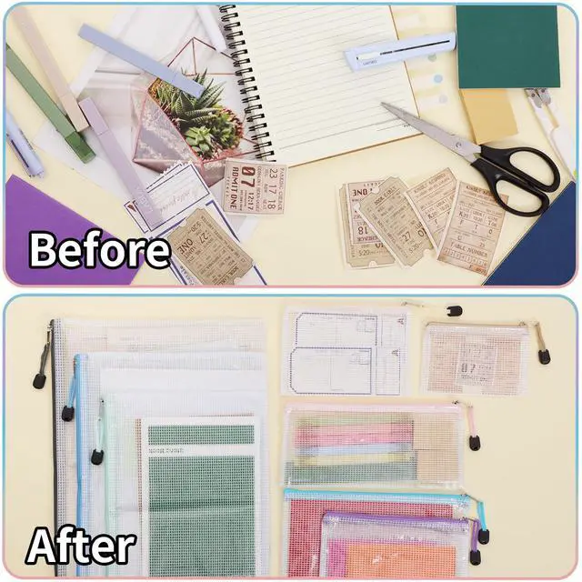 Alt view image 4 of 7 - 24pcs Mesh Zipper Pouch, Waterproof Zipper Bags, 8 Sizes Plastic Travel Pouch, 8 Colors, Multipurpose for Office Supplies and Travel Storage