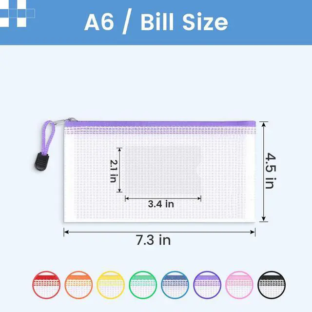 Alt view image 2 of 6 - 24 Pack Mesh Zipper Pouch Bags with Label Pocket, A6 (9.1×4.7 in) Small Pencil Case Pouch for Organizing, Clear Plastic Pencil Pouches Bulk for School Supplies Storage, Money Envelopes for Cash