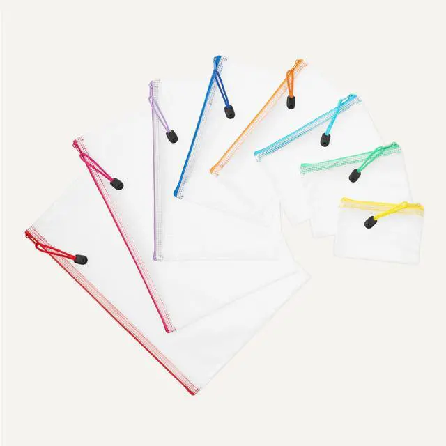 Alt view image 4 of 5 - 30-Pack Mesh Zipper Pouch Bags, 8 Sizes Assorted Colors Storage Organizers, Multipurpose Clear Travel Document Bags for Office Home School Organization