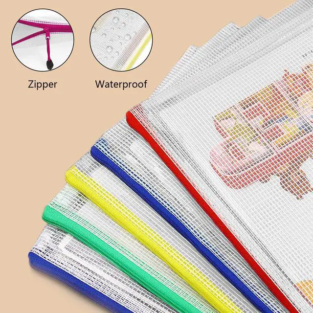 Alt view image 3 of 6 - 24pcs A4 Mesh Zipper Pouch Bags, Mesh Bags with Zipper Bulk, Pouches for Organization, Clear Storage Bags for Classroom, Travel, Office