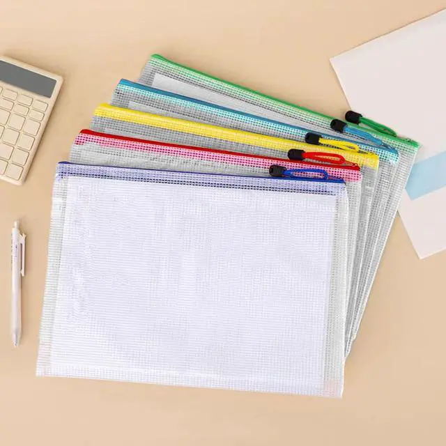 Alt view image 5 of 6 - 24pcs A4 Mesh Zipper Pouch Bags, Mesh Bags with Zipper Bulk, Pouches for Organization, Clear Storage Bags for Classroom, Travel, Office