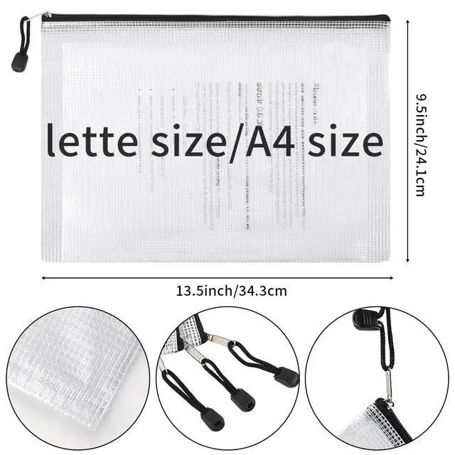 Alt view image 2 of 7 - 24pcs Mesh Zipper Pouch Bags, Plastic Zipper Bag for Organizing 13.5x9.5 Inches Letter Size, A4 Size, for Office Supplies