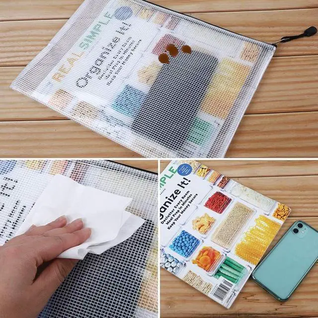 Alt view image 5 of 7 - 24pcs Mesh Zipper Pouch Bags, Plastic Zipper Bag for Organizing 13.5x9.5 Inches Letter Size, A4 Size, for Office Supplies