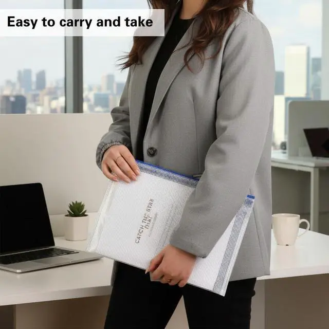 Alt view image 7 of 7 - 24pcs Mesh Zipper Pouch Bags A4 Document Bag, 13.5x9 Inches, Plastic Zip File Folders, Puzzles, Board Game Storage for Organizing Office Home
