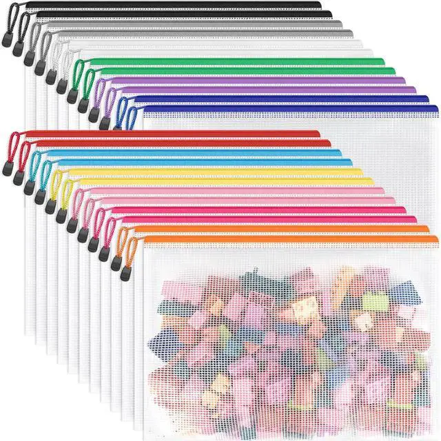 Main image of 24 Pack 12 Colors Zipper Pouches for Organizing, Letter Size, A4 Size, Zipper Bags for Puzzles & Board Game Storage, Office Supplies Travel Toiletries