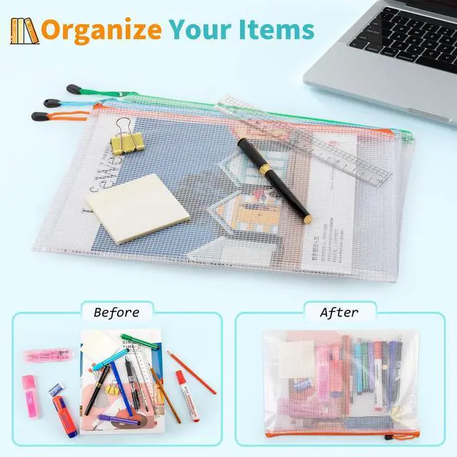 Alt view image 4 of 6 - 24 Pack 12 Colors Zipper Pouches for Organizing, Letter Size, A4 Size, Zipper Bags for Puzzles & Board Game Storage, Office Supplies Travel Toiletries