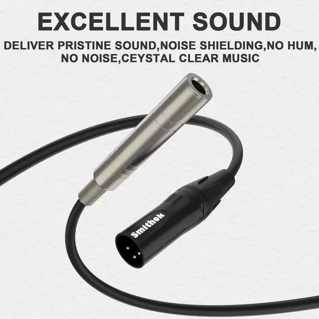 Alt view image 7 of 7 - 2 Pack 1/4 to XLR Cable,Balanced 1/4" Female to XLR Male Stereo Audio Adapter,XLR Male to TS/TRS Quarter inch Connector Converter Interconnect Cable - 11.8 inches (30 cm)