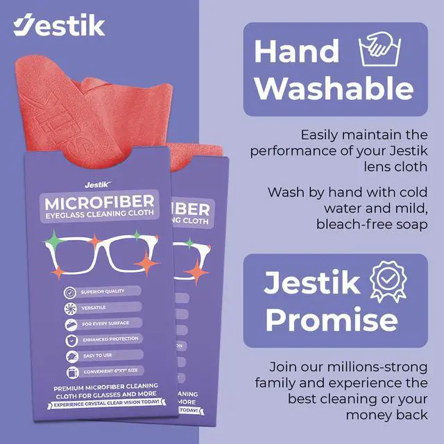 Alt view image 7 of 7 - Microfiber Lens Cleaning Cloth - Eyeglass Lens Cleaner | Glasses Cleaning Cloths | Japanese Wipes for Eyeglasses, Camera, Headset, Screens & More | Pack of 6 (Black & Crimson Red)