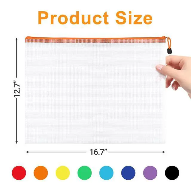 Alt view image 2 of 7 - A3 Letter Size Mesh Zipper Bag with Sticker, 24 Pack Storage Pouch, Organization Baggies for Travel, Office Appliances, Classroom Supplies and Home Classification