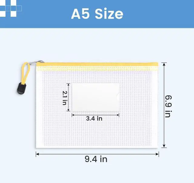 Alt view image 2 of 7 - 24 Pack Mesh Zipper Pouch Bags with Label Pocket, A5 (9.4×6.8 in) Small Pencil Case Pouch for Organizing, Clear Plastic Pencil Pouches Bulk for School Supplies Storage, Money Envelopes for Cash