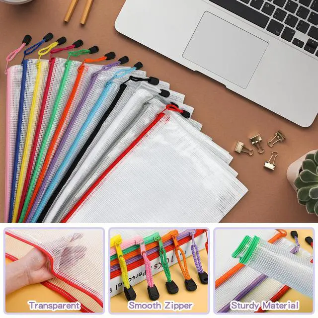 Alt view image 3 of 6 - Small Zipper Pouch, 9.5x7.1 in (12 Colors, 36 Packs), Mesh Bags, Zipper Bags for Office Supplies Travel Storage
